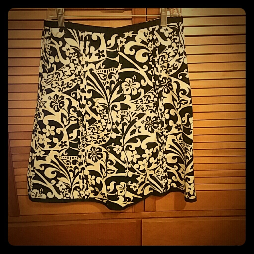 Black with White Print Skirt